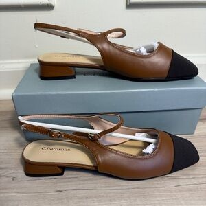 C.Paravano Brown and Black sling backs
